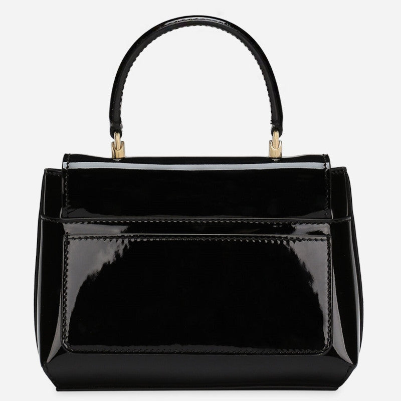DOLCE &amp; GABBANA DG LOGO BLACK PATENT LEATHER BAG