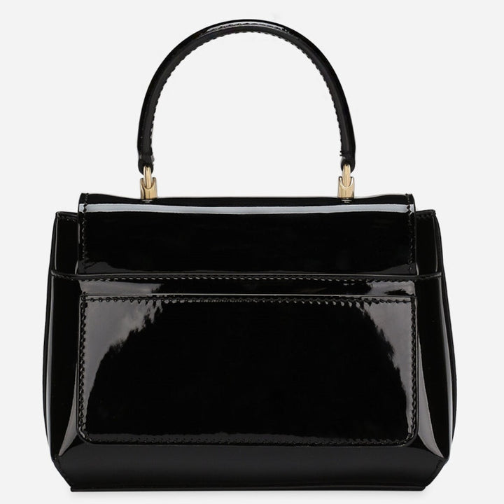 DOLCE &amp; GABBANA DG LOGO BLACK PATENT LEATHER BAG