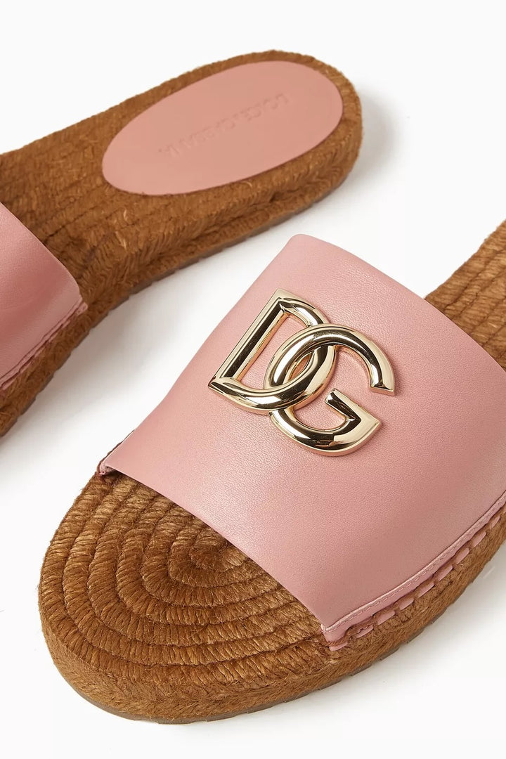 DOLCE &amp; GABBANA DG MEDALLION NAPPA LEATHER ESPADRILLES