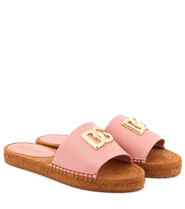 DOLCE &amp; GABBANA DG MEDALLION NAPPA LEATHER ESPADRILLES