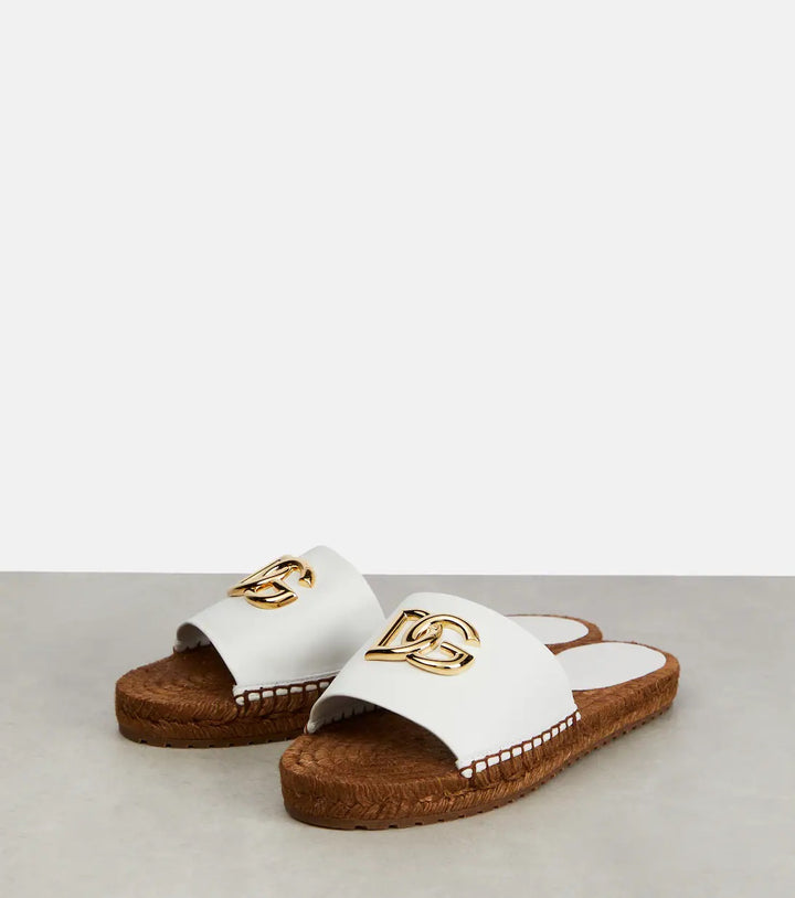 DOLCE &amp; GABBANA EMBELLISHED LEATHER ESPADRILLES