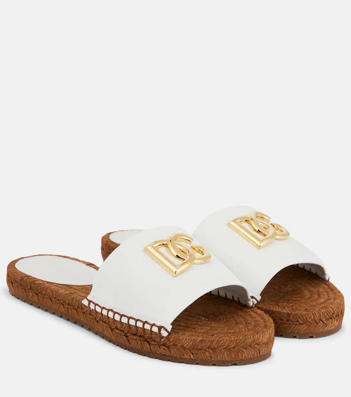 DOLCE &amp; GABBANA EMBELLISHED LEATHER ESPADRILLES