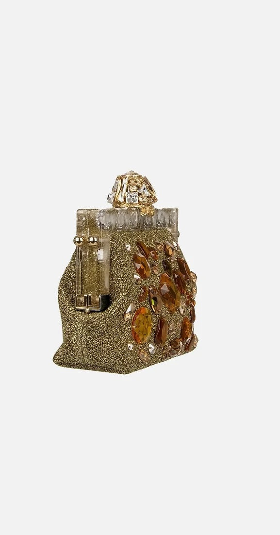 DOLCE &amp; GABBANA GOLD VANDA CRYSTAL CLUTCH/HANDBAG