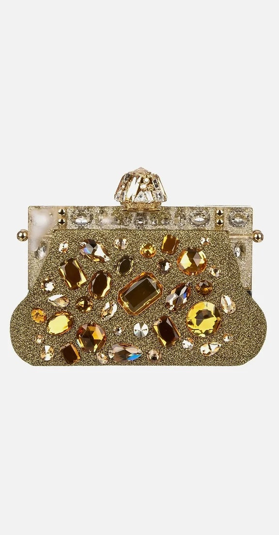 DOLCE &amp; GABBANA GOLD VANDA CRYSTAL CLUTCH/HANDBAG
