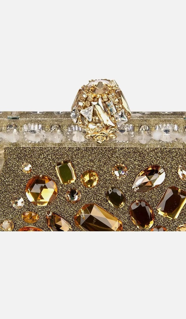 DOLCE &amp; GABBANA GOLD VANDA CRYSTAL CLUTCH/HANDBAG