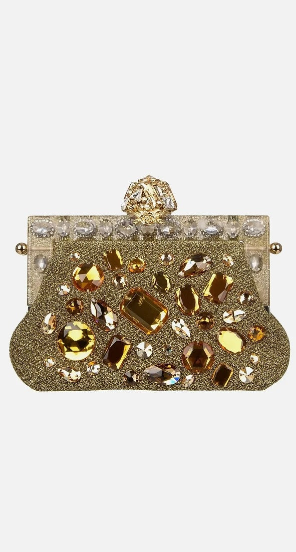 DOLCE &amp; GABBANA GOLD VANDA CRYSTAL CLUTCH/HANDBAG