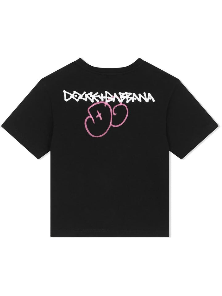 DOLCE &amp; GABBANA KIDS LOGO PRINT COTTON T-SHIRT