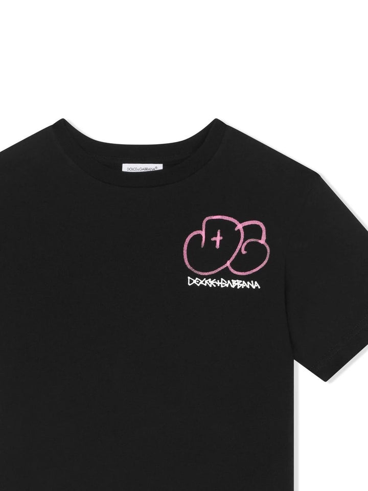 DOLCE &amp; GABBANA KIDS LOGO PRINT COTTON T-SHIRT