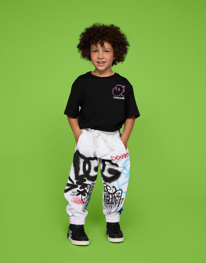 DOLCE &amp; GABBANA KIDS LOGO PRINT COTTON T-SHIRT