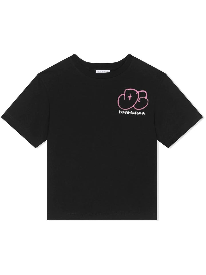 DOLCE &amp; GABBANA KIDS LOGO PRINT COTTON T-SHIRT