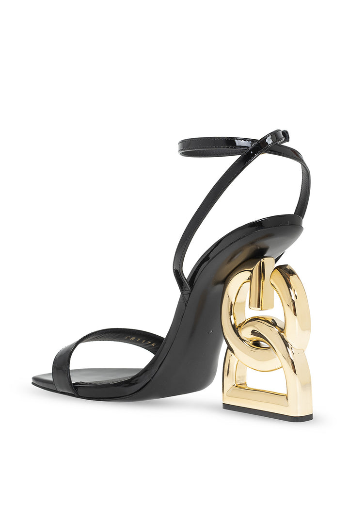 DOLCE &amp; GABBANA KEIRA DG BAROQUE HEEL LEATHER SANDALS