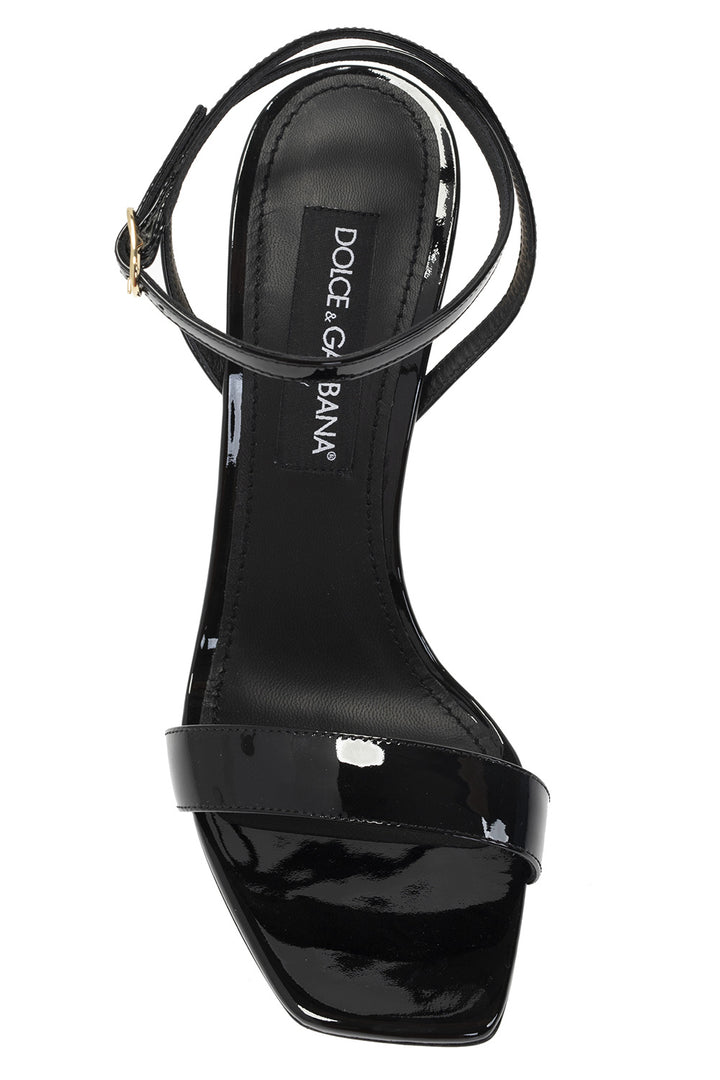 DOLCE &amp; GABBANA KEIRA DG BAROQUE HEEL LEATHER SANDALS