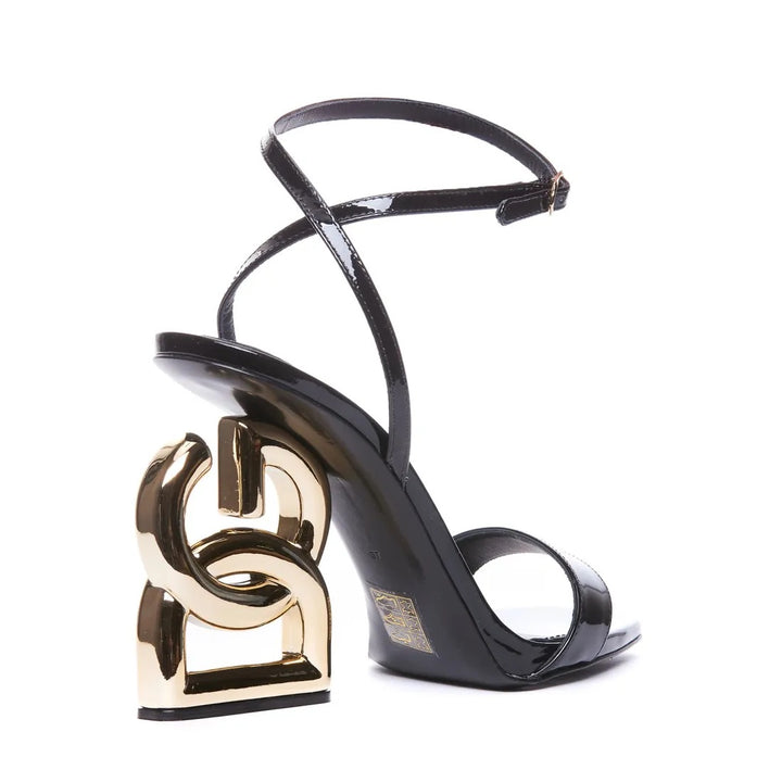 DOLCE &amp; GABBANA KEIRA DG BAROQUE HEEL LEATHER SANDALS