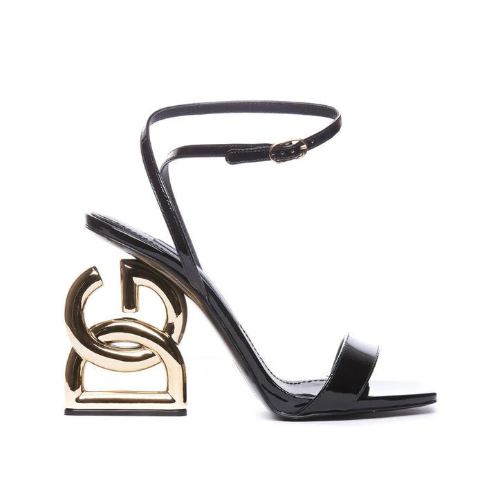 DOLCE &amp; GABBANA KEIRA DG BAROQUE HEEL LEATHER SANDALS