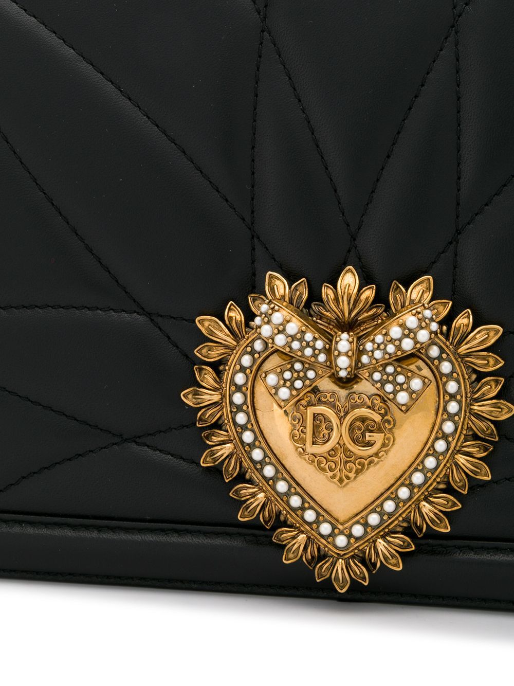 DOLCE &amp; GABBANA LARGE DEVOTION LAMBSKIN LEATHER BAG