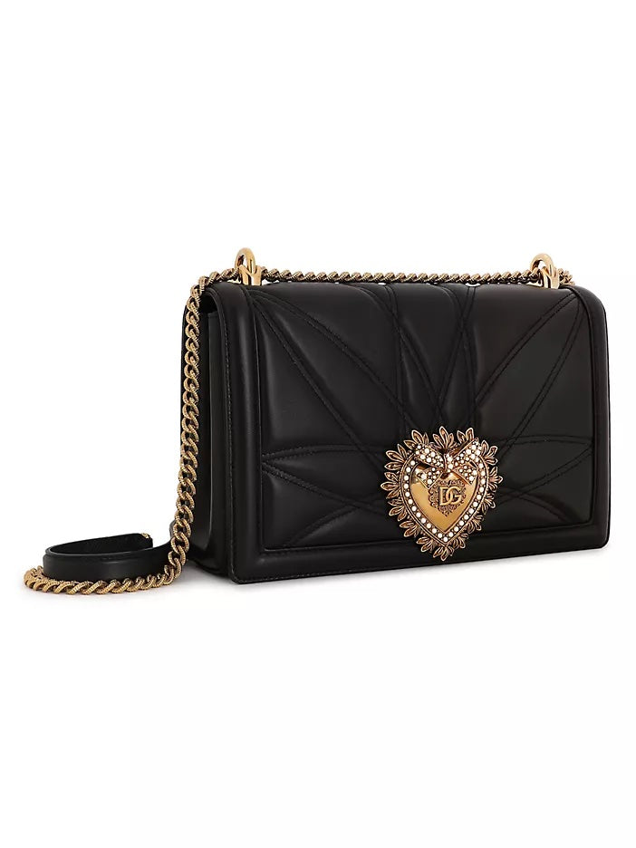 DOLCE &amp; GABBANA LARGE DEVOTION LAMBSKIN LEATHER BAG