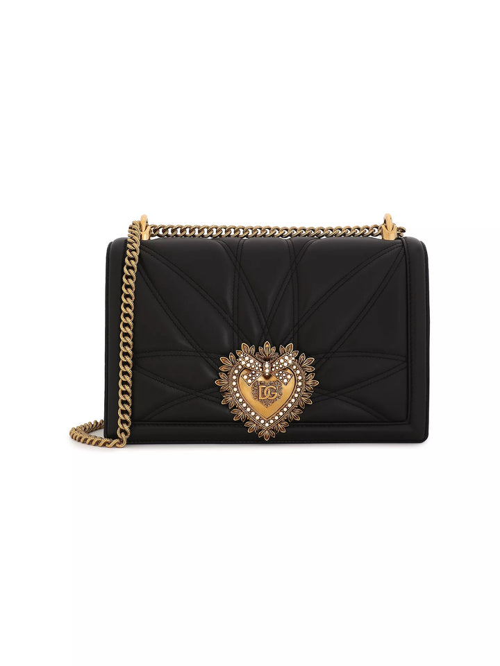 DOLCE &amp; GABBANA LARGE DEVOTION LAMBSKIN LEATHER BAG