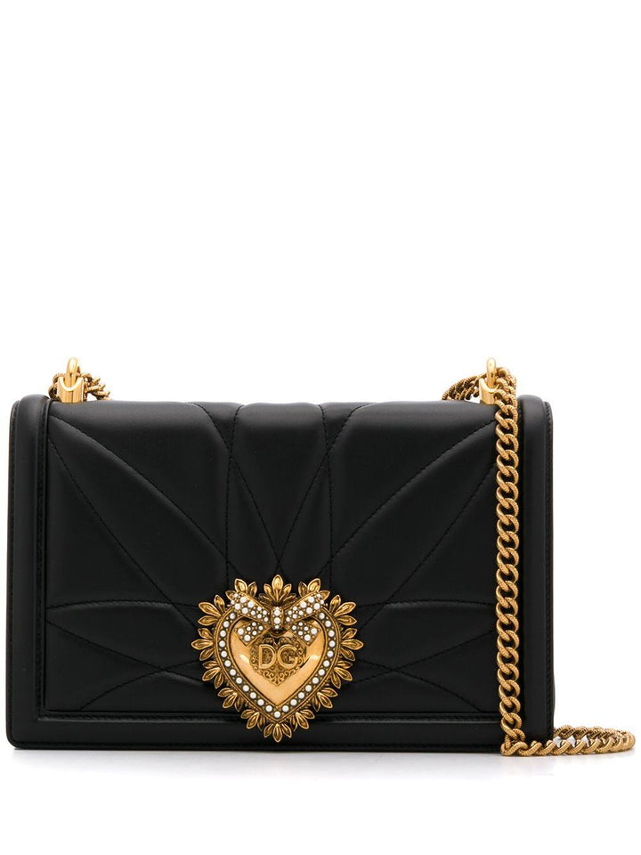 DOLCE &amp; GABBANA LARGE DEVOTION LAMBSKIN LEATHER BAG