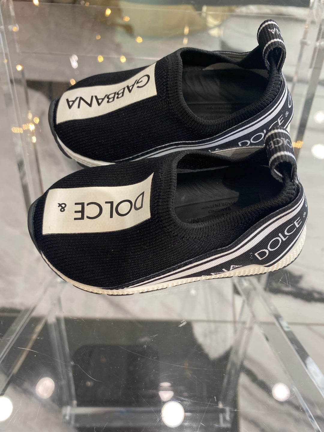 DOLCE &amp; GABBANA LOGO KNITTED BABY SNEAKERS