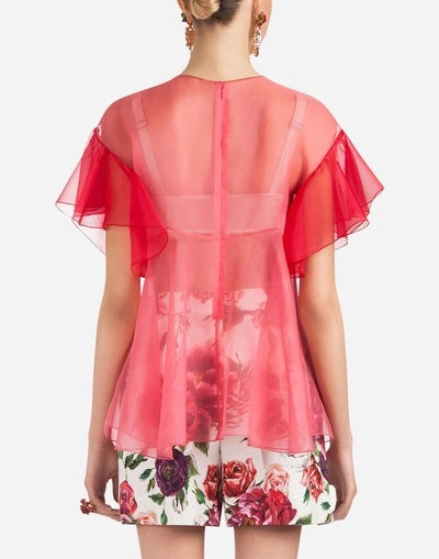 DOLCE &amp; GABBANA MULTIPLE BOW SILK ORGANZA BLOUSE