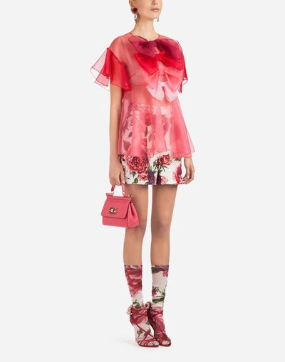 DOLCE &amp; GABBANA MULTIPLE BOW SILK ORGANZA BLOUSE