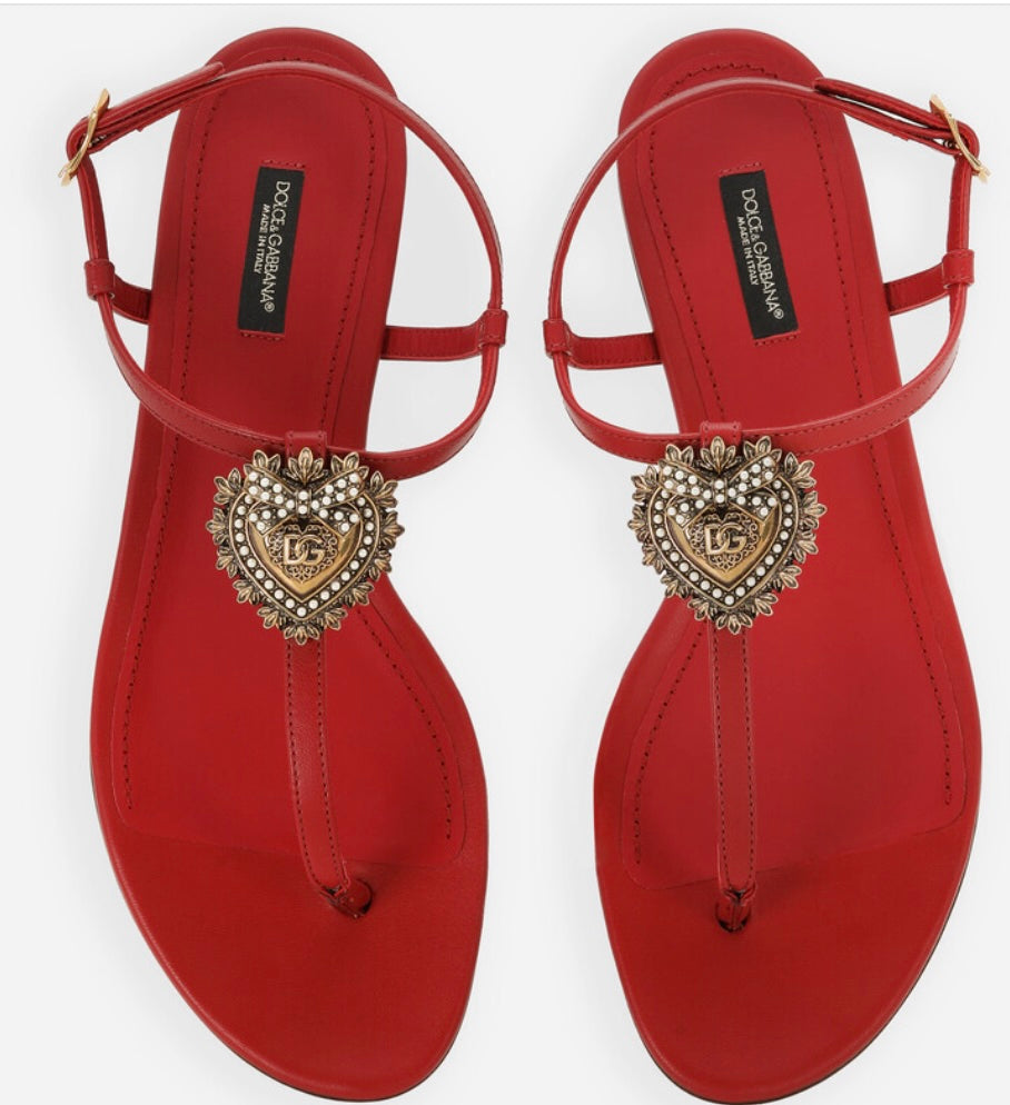 DOLCE &amp; GABBANA NAPPA LEATHER DEVOTION SANDALS