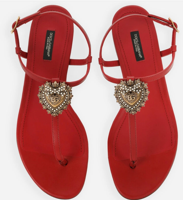 DOLCE &amp; GABBANA NAPPA LEATHER DEVOTION SANDALS