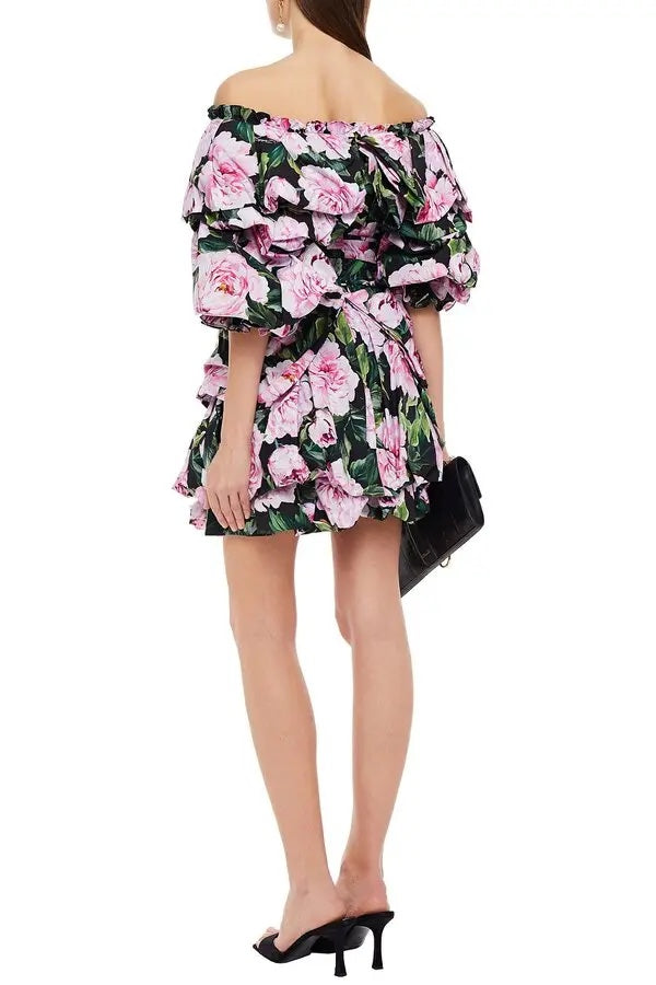 dolce and gabbana off the shoulder dress DOLCE & GABBANA OFF SHOULDER RUFFLED FLORAL MINI DRESS – Caroline's Fashion  Luxuries