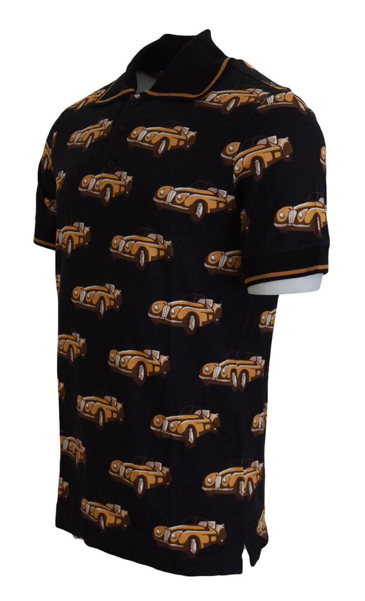 DOLCE &amp; GABBANA OLDTIMER CAR PRINT POLO SHIRT