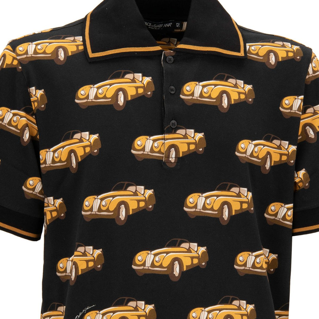 DOLCE &amp; GABBANA OLDTIMER CAR PRINT POLO SHIRT