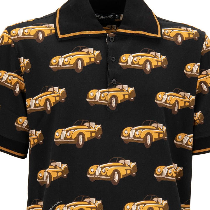DOLCE &amp; GABBANA OLDTIMER CAR PRINT POLO SHIRT