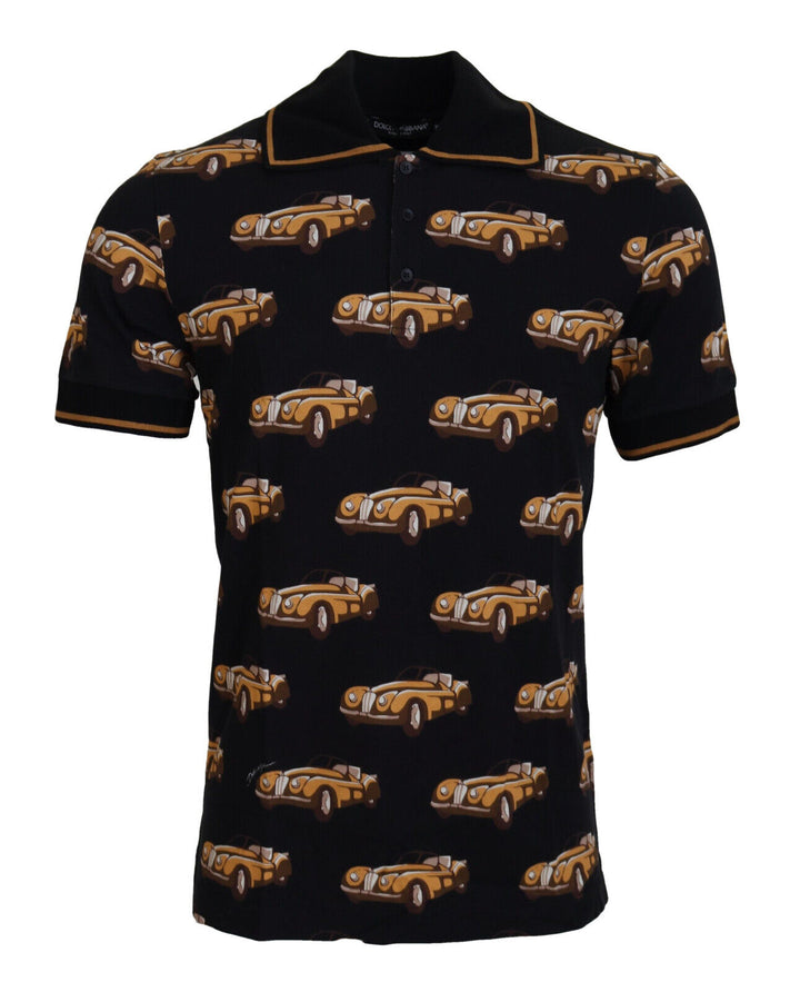 DOLCE &amp; GABBANA OLDTIMER CAR PRINT POLO SHIRT