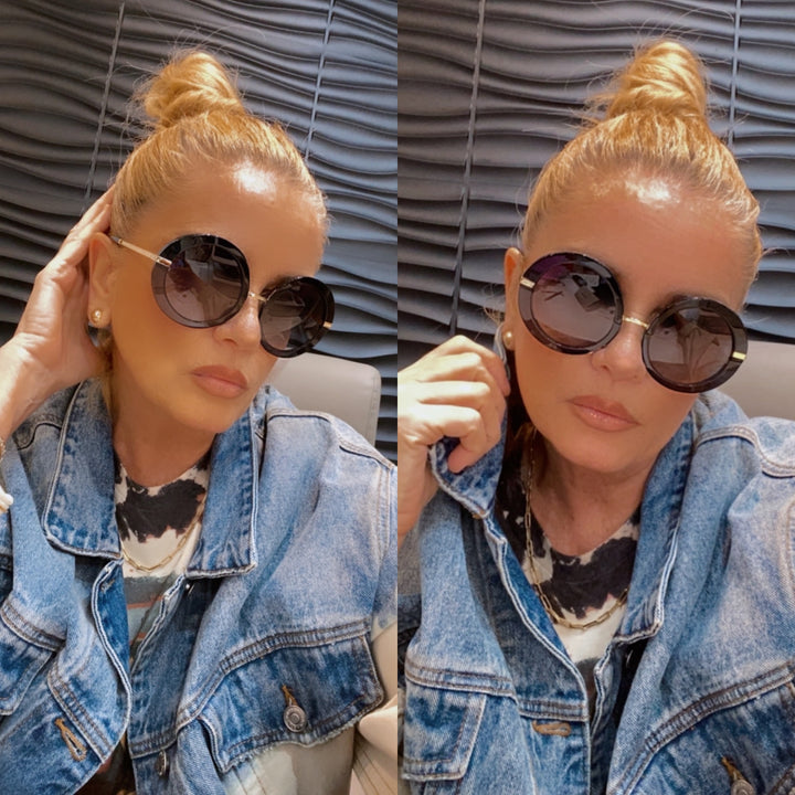 DOLCE &amp; GABBANA ROUND OVERSIZED SUNGLASSES