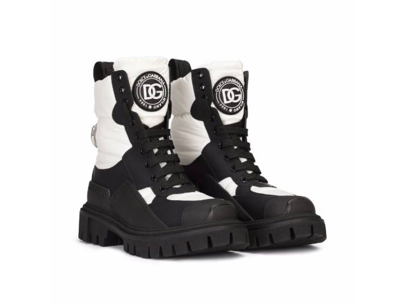 DOLCE &amp; GABBANA NYLON AND LEATHER TREKKING BOOTS