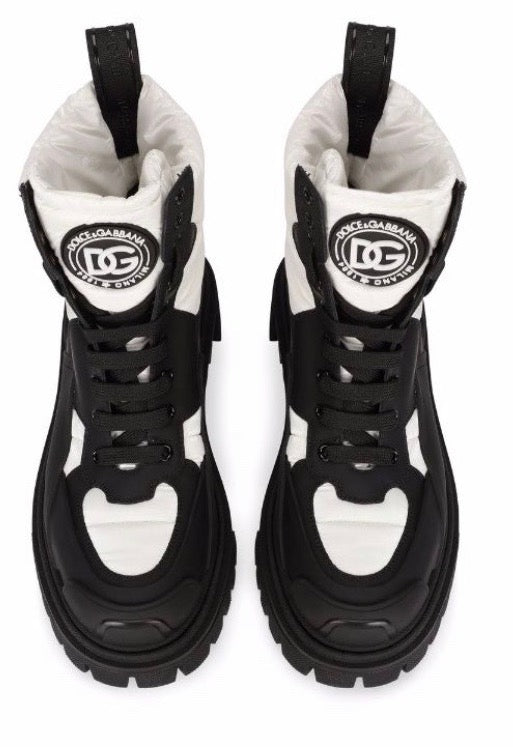 DOLCE &amp; GABBANA NYLON AND LEATHER TREKKING BOOTS