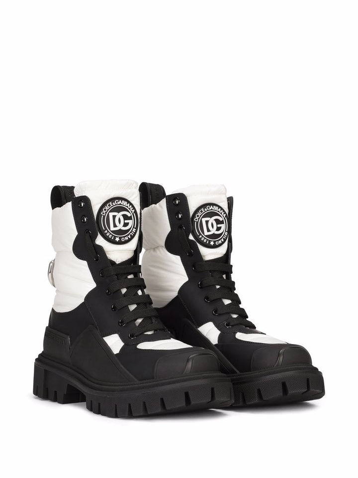 DOLCE &amp; GABBANA NYLON AND LEATHER TREKKING BOOTS