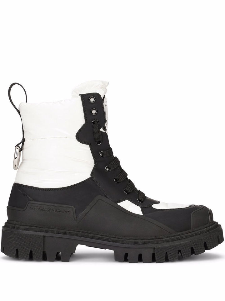 DOLCE &amp; GABBANA NYLON AND LEATHER TREKKING BOOTS