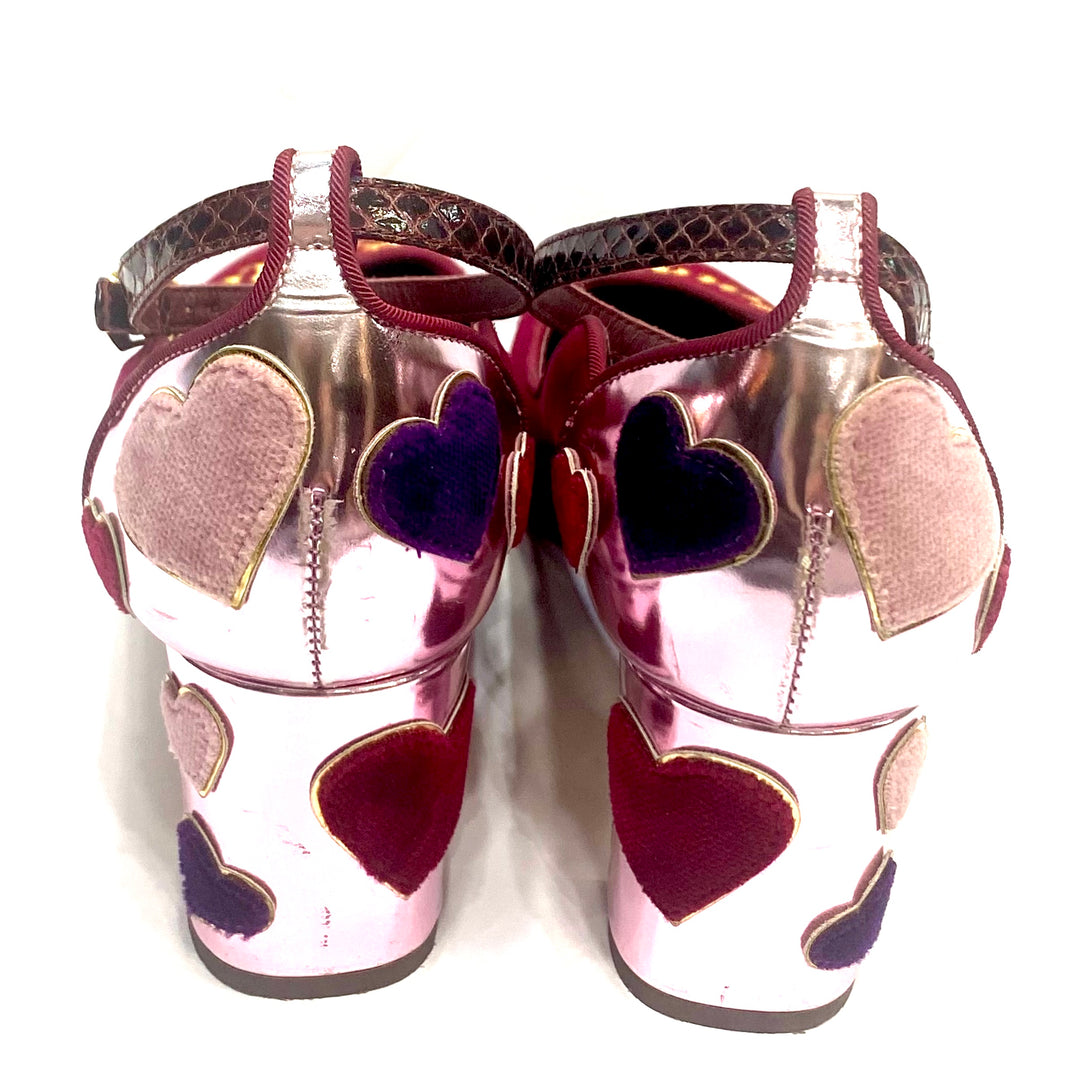 DOLCE &amp; GABBANA VELVET HEART EMBELLISHED VALLY L&