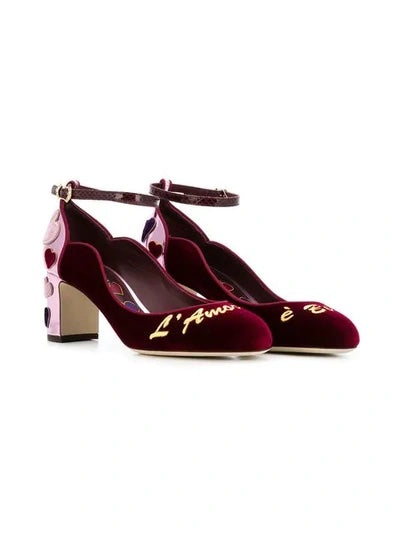 DOLCE &amp; GABBANA VELVET HEART EMBELLISHED VALLY L&