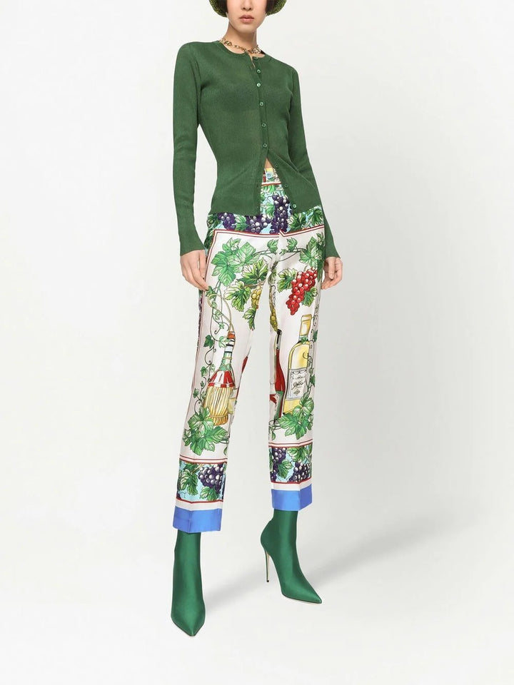 DOLCE &amp; GABBANA CROPPED GRAPHIC PRINT TROUSERS