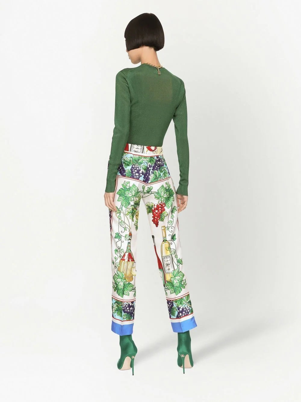 DOLCE &amp; GABBANA CROPPED GRAPHIC PRINT TROUSERS