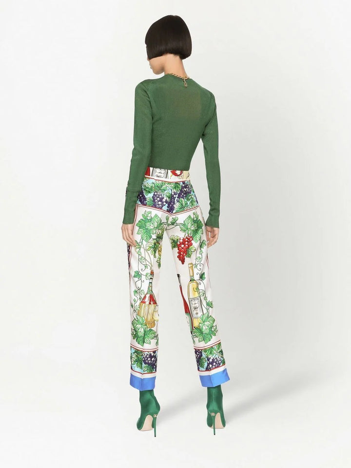 DOLCE &amp; GABBANA CROPPED GRAPHIC PRINT TROUSERS