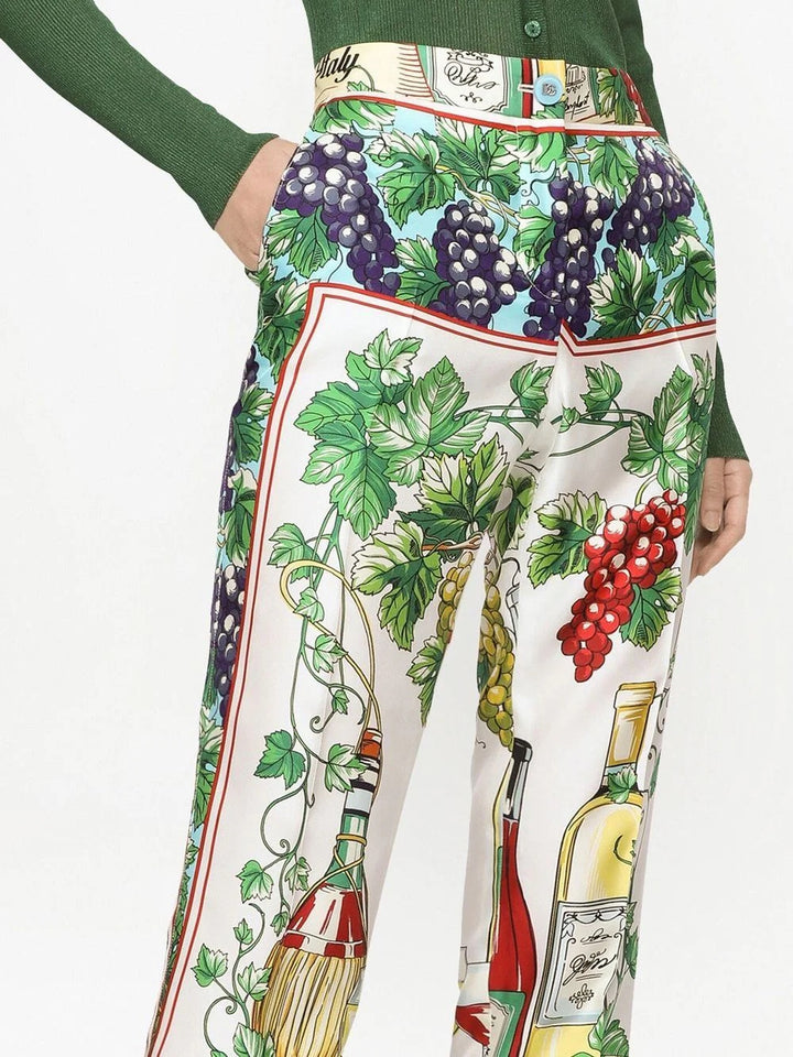 DOLCE &amp; GABBANA CROPPED GRAPHIC PRINT TROUSERS