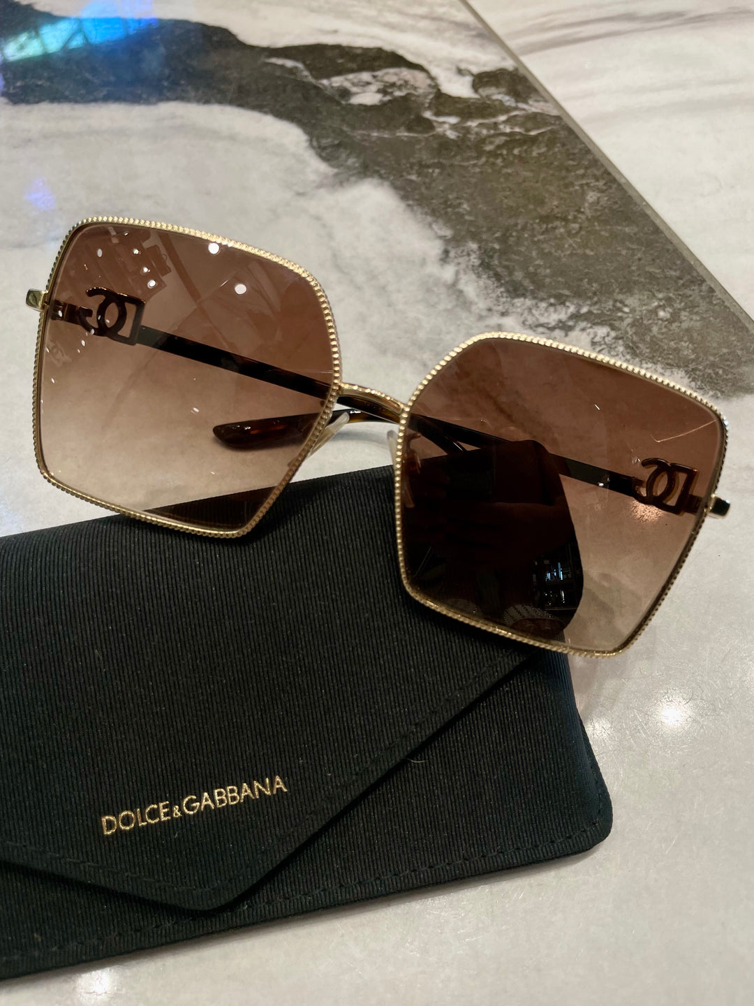 DOLCE &amp; GABBANA OVERSIZED SQUARE FRAME SUNGLASSES