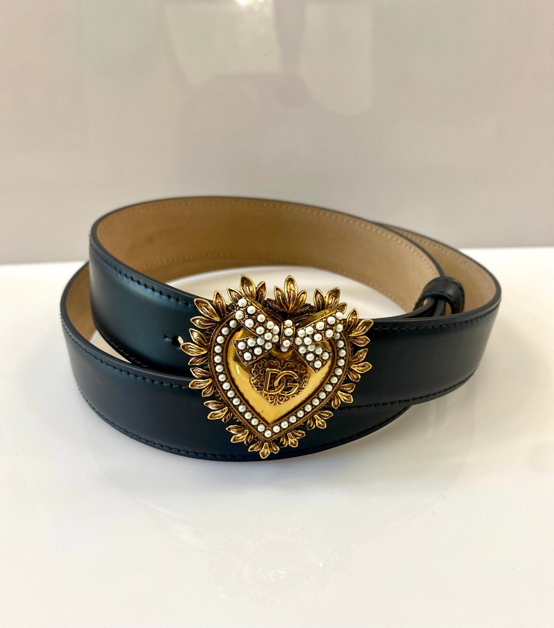 DOLCE &amp; GABBANA DEVOTION LEATHER BELT
