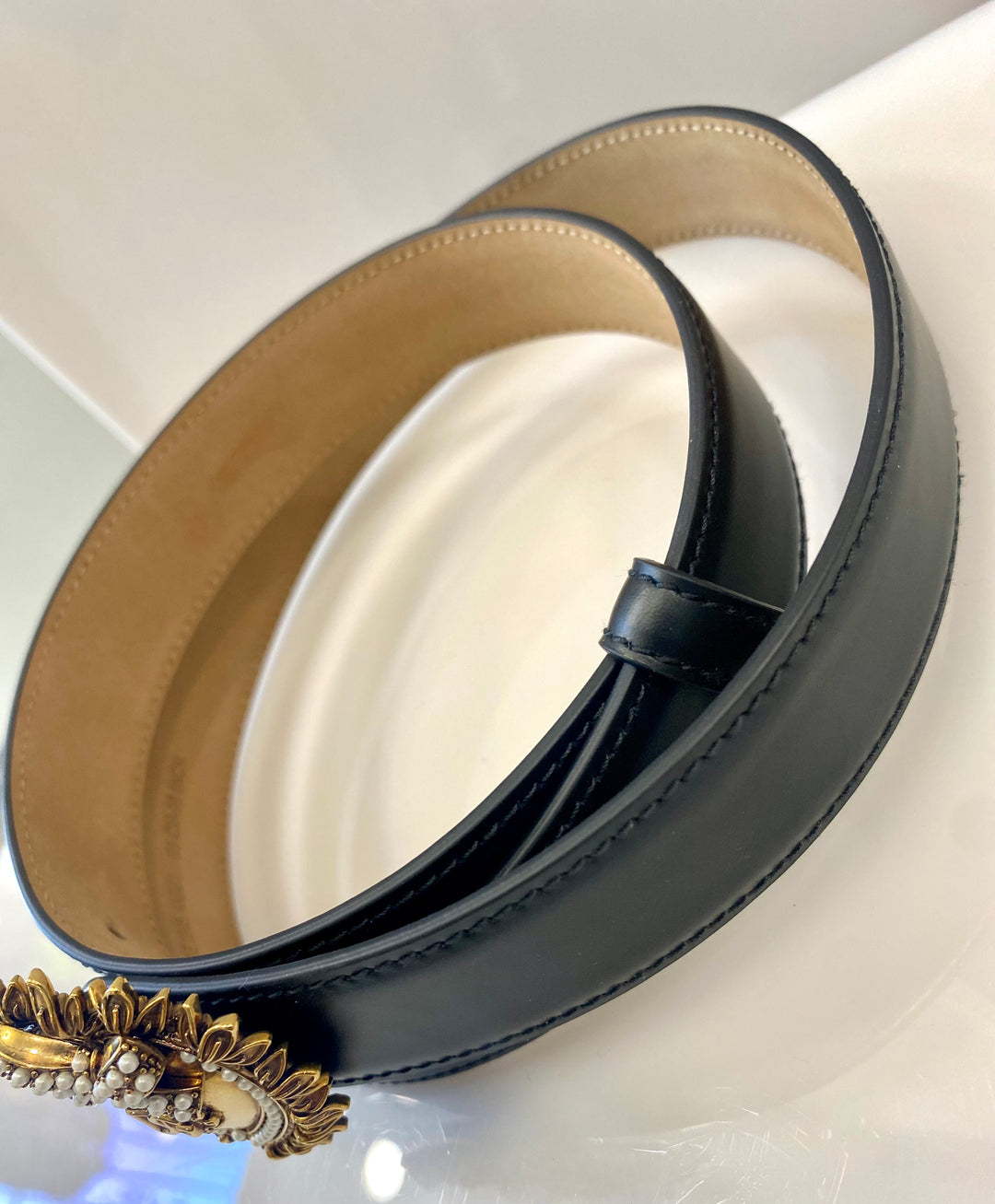 DOLCE &amp; GABBANA DEVOTION LEATHER BELT