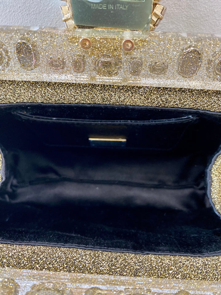 DOLCE &amp; GABBANA GOLD VANDA CRYSTAL CLUTCH/HANDBAG