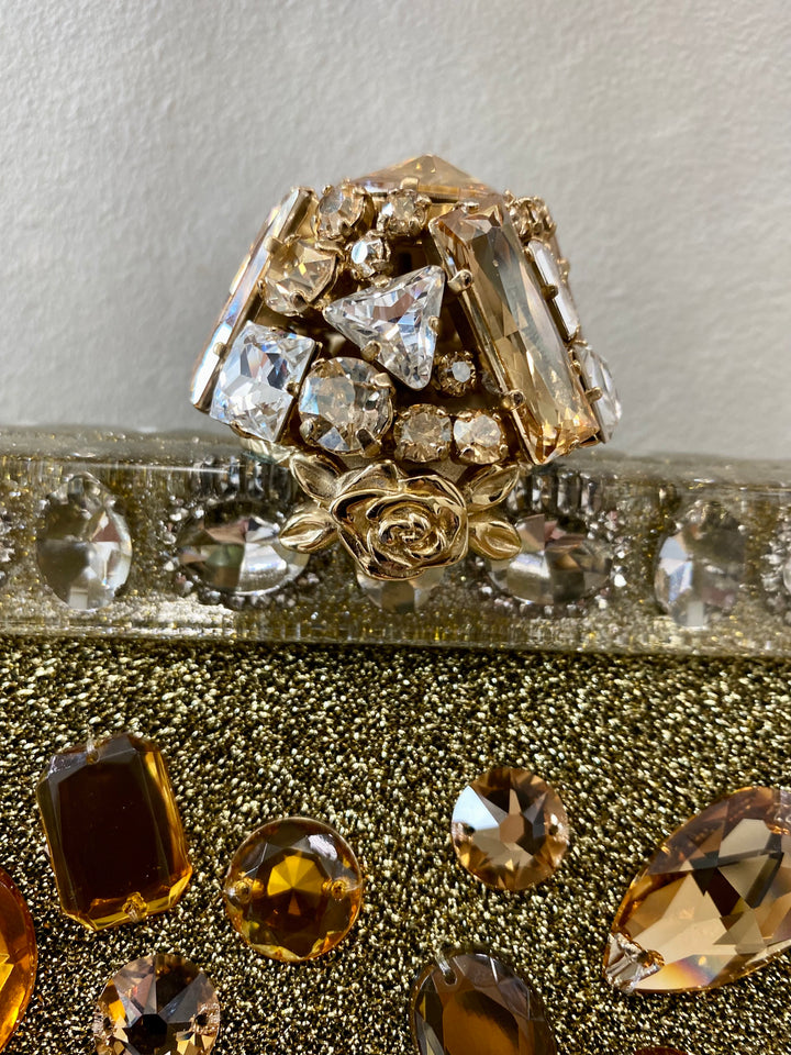 DOLCE &amp; GABBANA GOLD VANDA CRYSTAL CLUTCH/HANDBAG