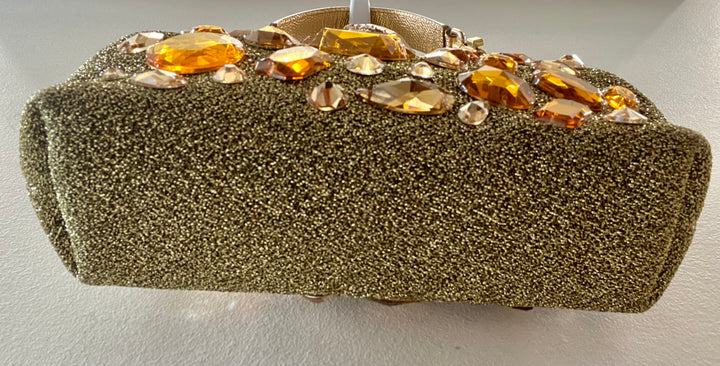 DOLCE &amp; GABBANA GOLD VANDA CRYSTAL CLUTCH/HANDBAG