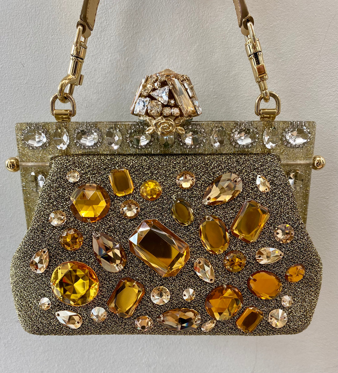 DOLCE &amp; GABBANA GOLD VANDA CRYSTAL CLUTCH/HANDBAG